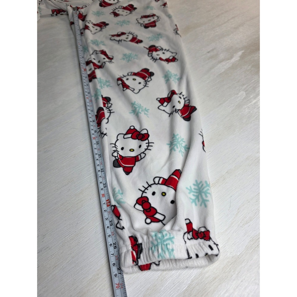 Hello Kitty Sanrio Christmas Pajama Pants Fleece Joggers White Small Y2K Holiday - Picture 5 of 5